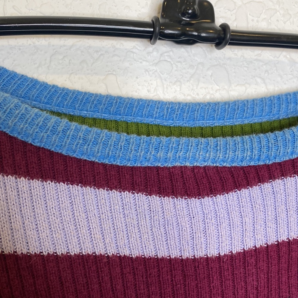 Vintage Y2K Colorful Striped Color Block Pullover Sweater Sz Lg Ribbed - Picture 2 of 8